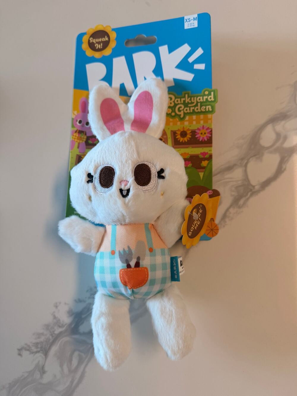 BARK Barkyard Garden Green Thumb Bun Bunny Dog Toy Squeaker XS-M NWT